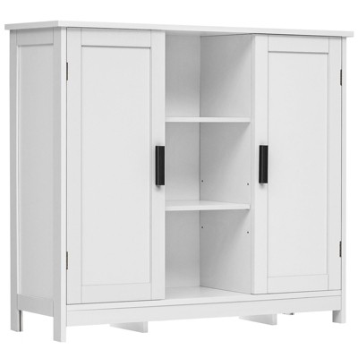 USIKEY Storage Cabinet with 2 Doors and 4 Storage Shelves, Credenza Buffet Cabinet, Bathroom Cabinet for Living Room, Entryway, Home Office