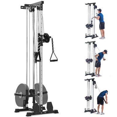 Wall Mount Cable Machine, LAT Pulldown Machine with Adjustable Pulley System for Home Gym