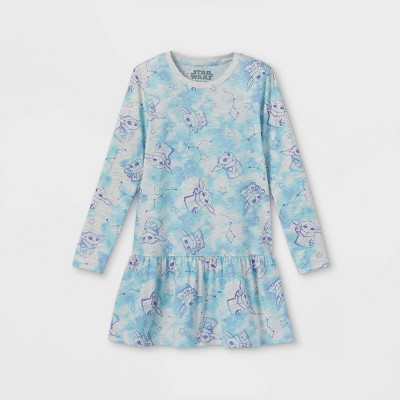 Girls' Star Wars Baby Yoda Dress - Off-White XS