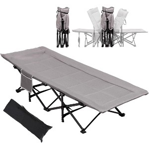 SUGIFT Folding Camping Cot W/Mat for Adults, Heavy Duty Outdoor Bed with Carry Bag, 1200 D Layer Oxford Travel Camp Cots - 1 of 4