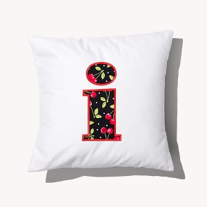 Personalization Mall Cherry Pop Initial Embroidered Applique Throw Pillow - 1 of 4