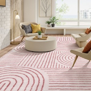 Lahome Abstract Washable Rugs Non Slip Soft Living Room Rugs Ultra-Thin Rainbow Bedroom Rug Non Skid Rug Backing Accent Carpet for Room Office - 1 of 4