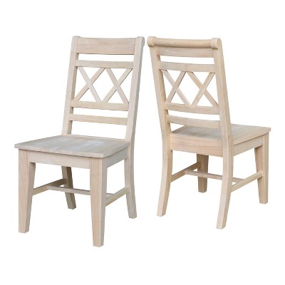 Unfinished Rubberwood High Cross Back Side Chair Set