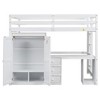 Full Size Loft Bed with Wardrobe, Desk and Storage Drawers, White - 2 of 3