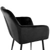 Elama 2 Piece Velvet Tufted Chair in Black with Black Metal Legs - 3 of 4