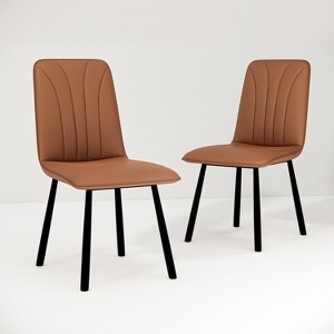 ATJafurn Faux Leather Upholstered Dining Chairs Side Chairs with Carbon Steel Legs - 1 of 4