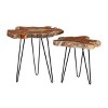 Set of 2 Coastal Teak Wood Accent Tables Brown - Olivia & May: Fully Assembled, Indoor Use - 3 of 4
