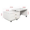 ORRD White Extendable Coffee Table w/ Storage, 2 Drawers & 6 Wheels – Reversible Design - 4 of 4