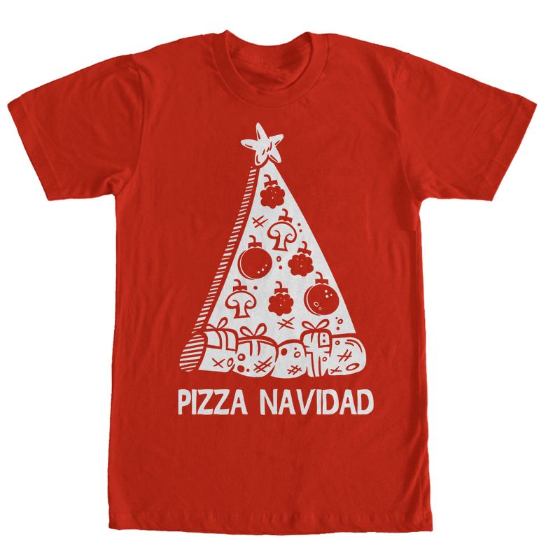 Men's Lost Gods Christmas Tree Pizza Navidad T-Shirt, 1 of 5