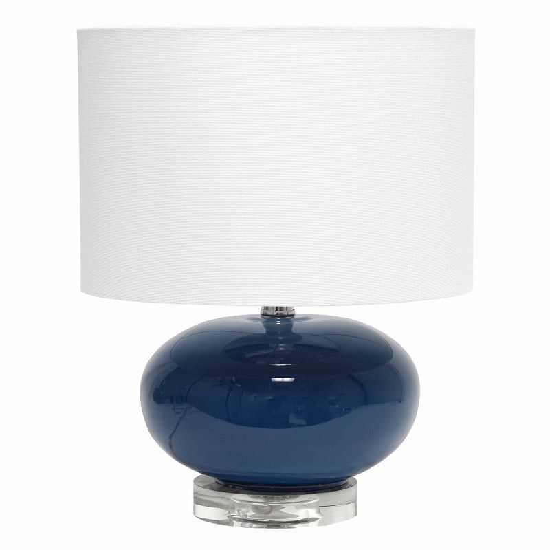 15.25" Modern Ovaloid Glass Bedside Table Lamp with Fabric Shade - Lalia Home, 1 of 11