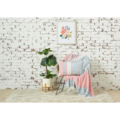 Berkley 14" x 22" Pink and Blue Cotton Throw Pillow
