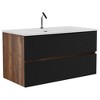 Akoasm 36 Inch Floating Bathroom Storage Cabinet With Integrated Ceramic Sink-Black+Walnut - 4 of 4