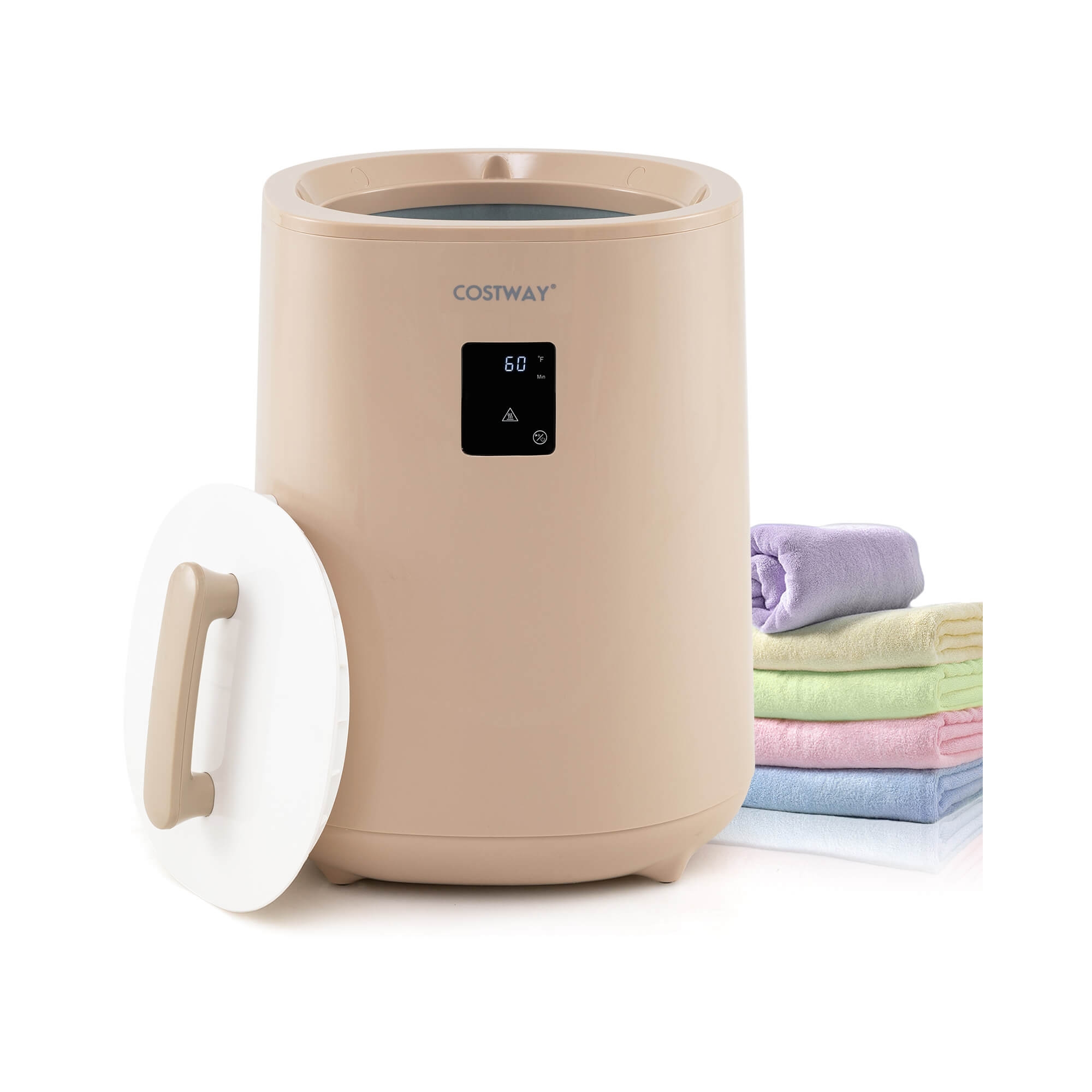 Costway 18 L Towel Warmer for Bathroom Luxury Towel Heater with LED Display & Auto Shut off Brown