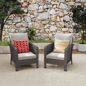 Brafabhome Modern Conversation Sofa Set, 2PCS Outdoor Patio Rattan Furniture Set, All Weather Sectional Sofa Couch with Cushions - 1 of 4
