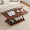 Bekrvio 39.4" Modern Farmhouse Coffee Table, 2-Tier Rectangle Wood Center Table with Storage & Unique X-Shaped Legs for Living Room Home Office - 3 of 4