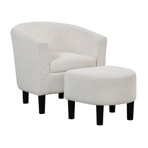 Breighton Home Take a Seat Churchill Accent Chair with Ottoman in Boucle Oatmeal - 1 of 4