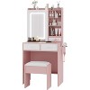 Makeup Vanity Desk with Mirror and Lights,Vanity Table with Charging Station,Power Outlets & USB Ports,Drawers,Shelves,Stool Included,LED Vanity Desk - 2 of 4