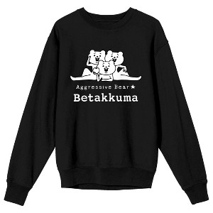 Betakkuma Gymnasts Together Crew Neck Long Sleeve Black Adult Sweatshirt - 1 of 3
