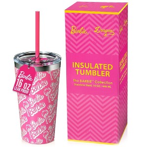 Barbie x Dragon Glassware 16 oz Vacuum Insulated Tumbler with Lid and Straws Classic - 1 of 4