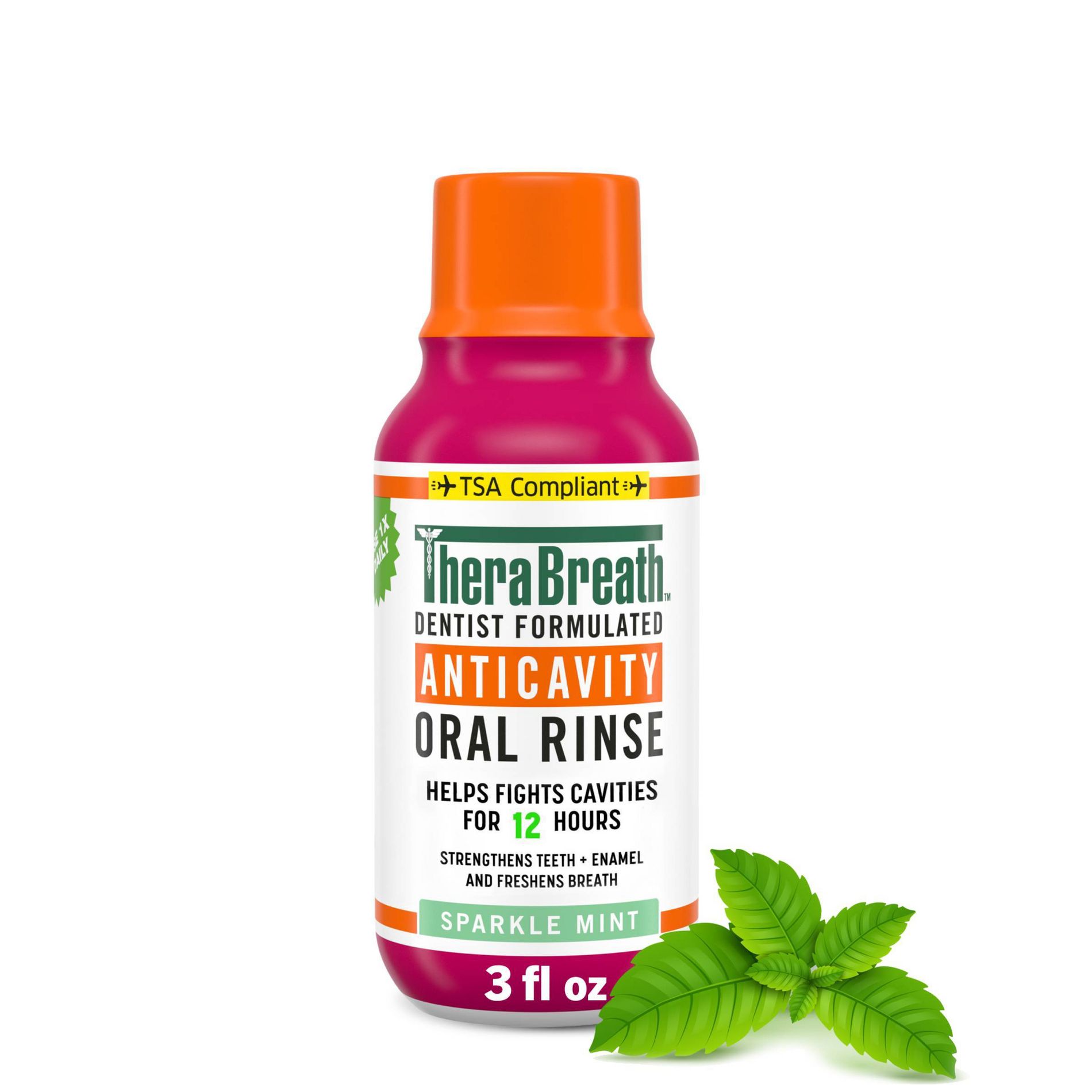 TheraBreath Anticavity Fluoride Mouthwash - Sparkle Mint - Trial Size - 3 fl oz