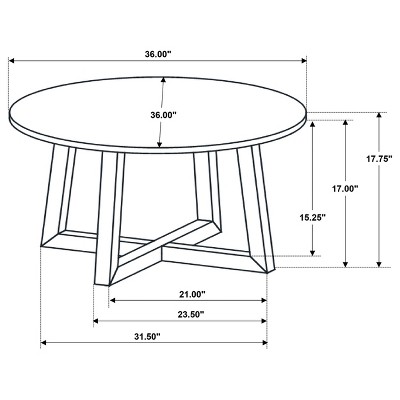 Round Black Faux Marble and Light Oak Coffee Table
