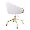 TiramisuBest Contemporary Gold Metal & White Faux Leather Task Chair, Adjustable, Padded, Indoor Use - 3 of 4