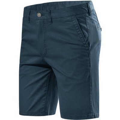 Lars Amadeus Men's Shorts Summer Solid Color Flat Front Walk Chino Shorts