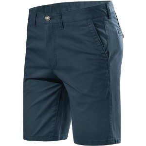 Lars Amadeus Men's Shorts Summer Solid Color Flat Front Walk Chino Shorts - 1 of 4