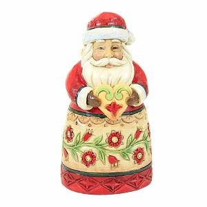 Jim Shore 3.75 In Santa Holding Heart Mini Heartwood Creek Flower Pattern Santa Figurines - 1 of 3