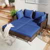 Tangkula Outdoor Rattan Double Daybed Wicker Chaise Lounge for 2 w/ Seat & Back Cushions - 4 of 4