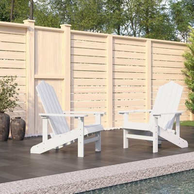 vidaXL Set of 2 Adirondack Patio Chairs with High-Backrest & Wide Arms, Low-Maintenance Terrace Chairs, HDPE & Steel Construction, Classic White