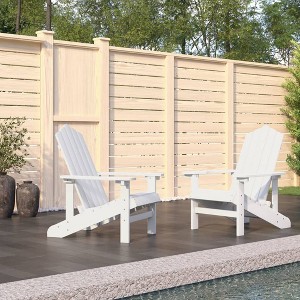 vidaXL Set of 2 Adirondack Patio Chairs with High-Backrest & Wide Arms, Low-Maintenance Terrace Chairs, HDPE & Steel Construction, Classic White - 1 of 4