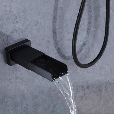 Matte Black Stainless Steel Square Rain Shower Faucet Set
