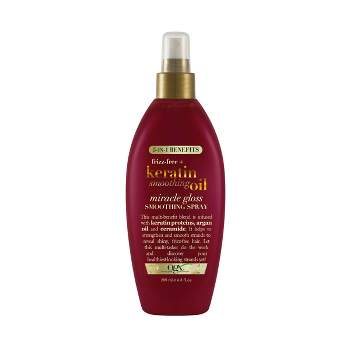 OGX Frizz-Free + Keratin Smoothing Oil Miracle Gloss Spray, 5 in 1, De-frizz Hair, Shiny Hair - 6.8 fl oz