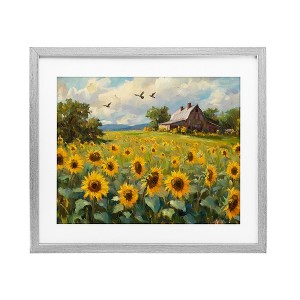 Stupell Industries Sunflower Farm Floral Field Framed Print Under Glass Art - 1 of 4