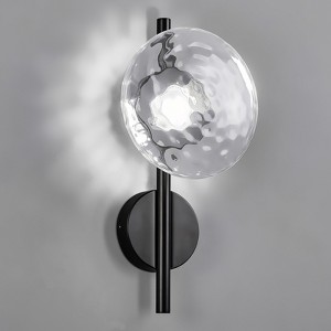 POWLIG Black Modern LED Wall Sconce with Clear Glass Shade, Dimmable Light for Bedroom or Living Room ¨C 7.87 Inch Single Fixture - 1 of 4