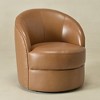 KINWELL 29"W Top-Grain Genuine Leather Upholstery Swivel Barrel Chair - 3 of 4