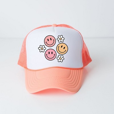 The Juniper Shop Groovy Flower Smiley Face Youth Foam Trucker Hat