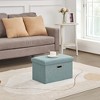 VECELO Folding Storage Ottoman Bench, End of Bed Linen Fabric Foot Rest Stool with Padded Seat, Large Footstool for Bedroom or Living Room - 2 of 4