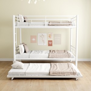 NicBex Twin Over Twin Bunk Bed with Safety Guardrail and Trundle,Metal Loft Bed with Ladder and Converts to 3 Twin Beds,Bunk Beds for Bedroom - 1 of 4