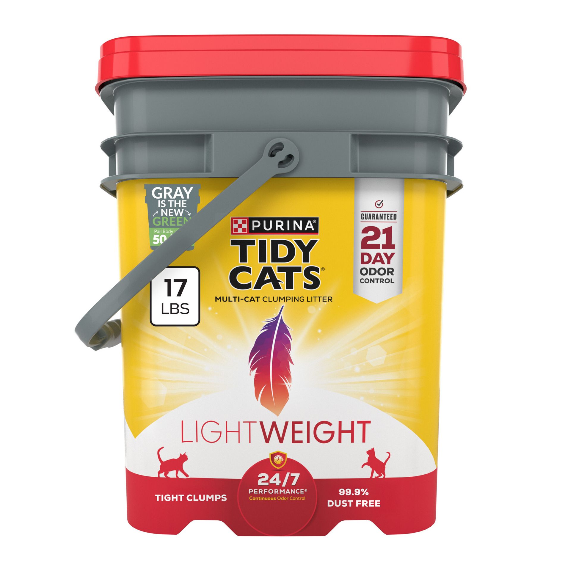 Purina Tidy Cats Lightweight 24/7 Performance: Low Dust Clumping Cat & Kitty Litter, Scented, Clay Based, Multi-Pet Use - 17lbs
