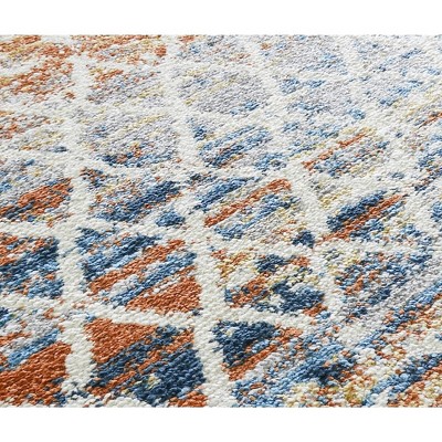 Amelie Ivory Abstract Vintage Synthetic Round Rug, 8'x10'