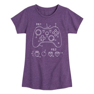 Girls' - Instant Message - Game Controller Rendering Fitted Short Sleeve Graphic T-Shirt - 1 of 4