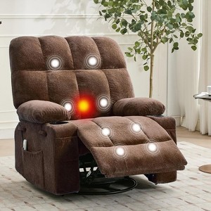 Oversized Massage Recliner Chair with Heat, Manual Swivel Rocker with Lumbar Support, Side Pockets & Cup Holders for Big and Tall - 1 of 4