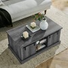 KIGFTSOD Coffee Table with Storage and Sliding Wood Door, Farmhouse Industrial Cocktail Table with Adjustable Shelves for Living Room - 3 of 4