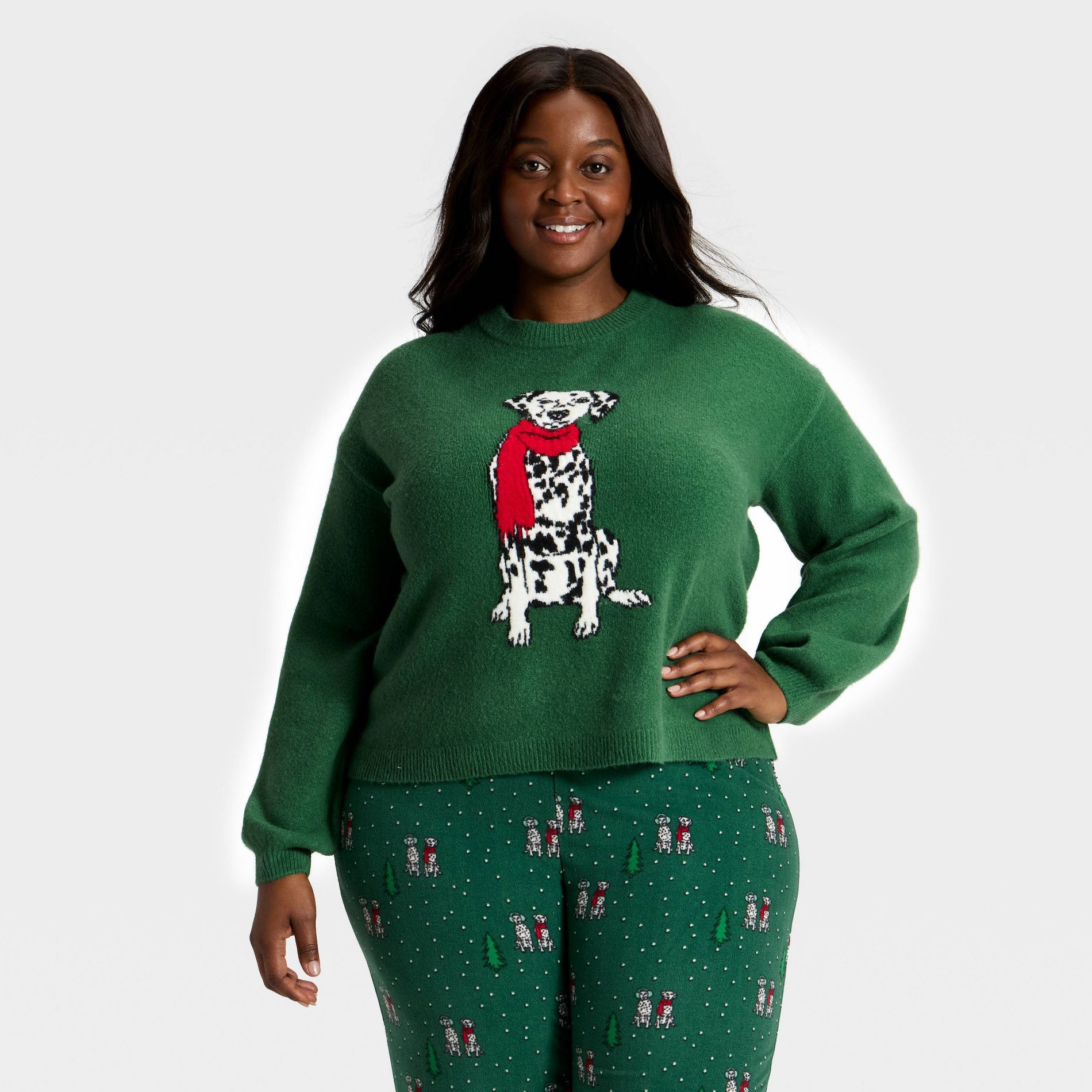 Women's Dalmatian Holiday Matching Family Sweater - Wondershop™ Green