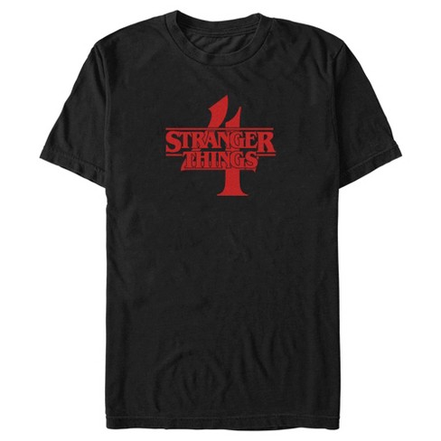 Men's Stranger Things Red Logo 4 T-shirt - Black - Medium : Target