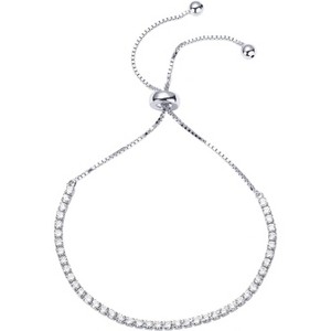 14K Gold Plated Cubic Zirconia Tennis Bracelet, Classic Adjustable Slider Chain Jewelry for Women - 1 of 4