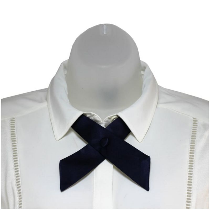 Women's Solid Color 1.75" W x Up to 19" L Crossover Tie Uniform Adjustable Neck tie, 2 of 3