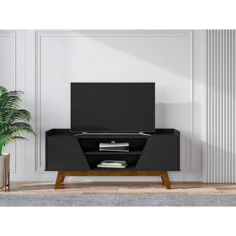 Marcus Mid-Century Modern 4 Shelf TV Stand for TVs up to 55&#34; Matte Black - Manhattan Comfort, 2 of 7